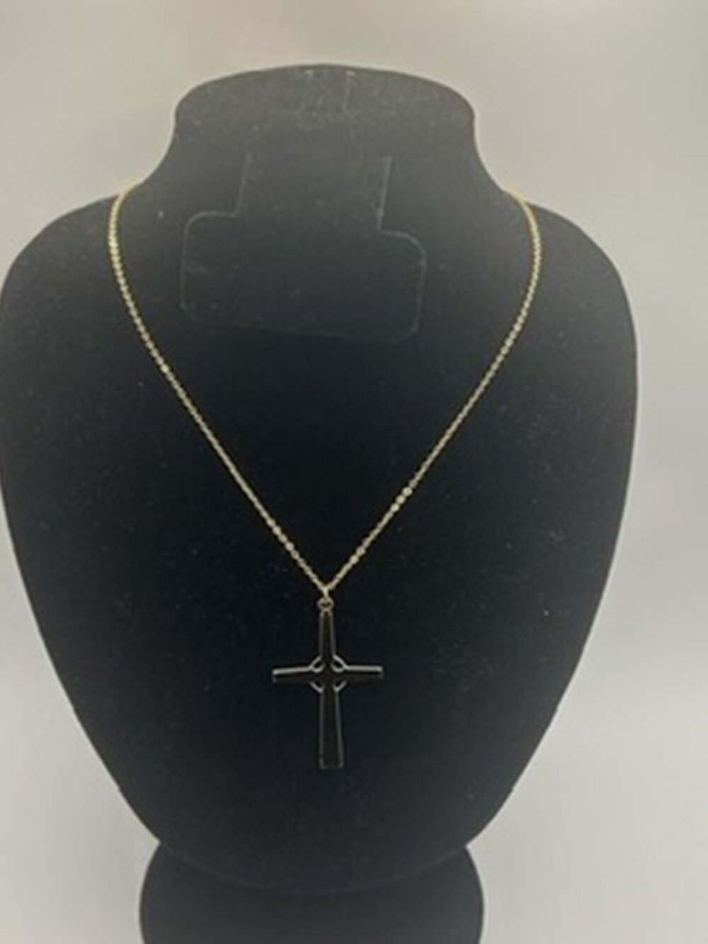 Mens Vintage Cross Pendant Real Gold Chain Plated Stainless Steel Waterproof